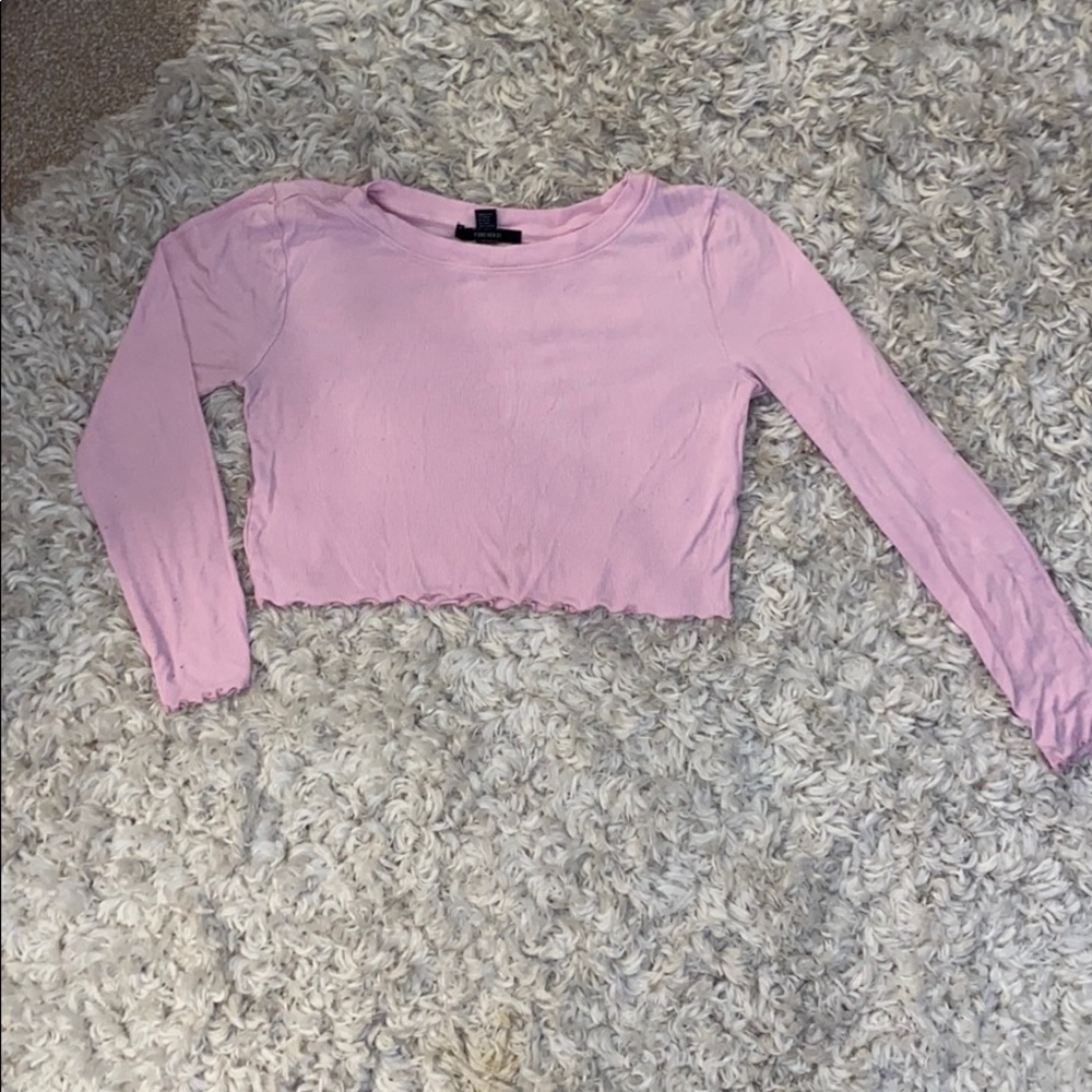 Forever21 pink Long sleeved cropped top